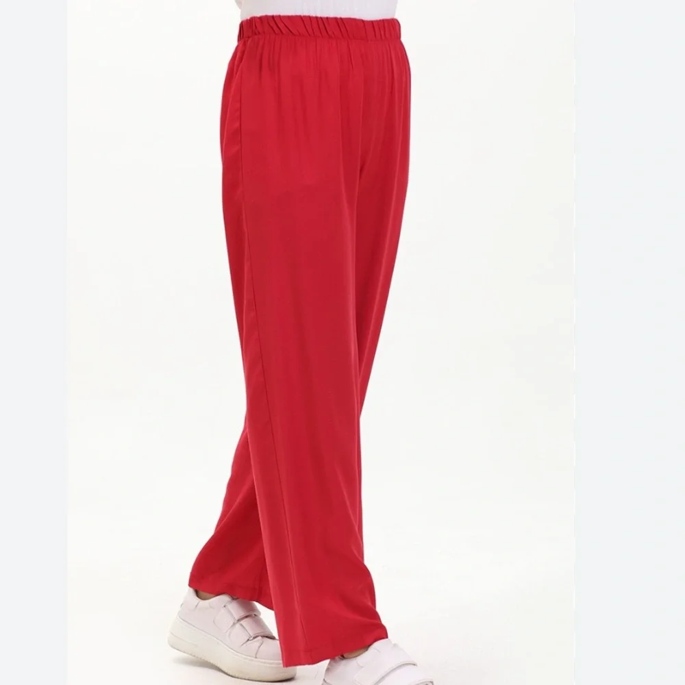 KATE SPADE Red Elasticized Waist Wide Straight Leg Pants NWT
